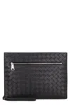 Bottega Veneta Men Woven Document Holder With Strap In Black