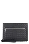 Bottega Veneta Medium Intrecciato Leather Clutch Bag In Black