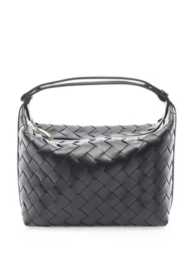 Pre-owned Bottega Veneta Intrecciato Wallace Handbag In Black