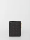 Bottega Veneta Portafoglio Intrecciato Bi-fold Piccolo Con Zip In Black Gold