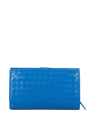 Pre-owned Bottega Veneta Intrecciato Wallet In Blue