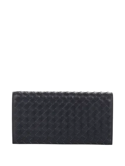 Pre-owned Bottega Veneta Intrecciato Wallet In Blue