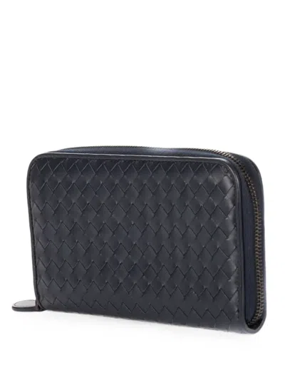 Pre-owned Bottega Veneta Intrecciato Wallet In Blue