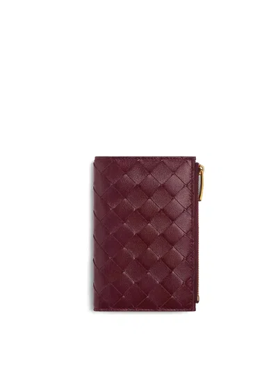 Bottega Veneta Intrecciato Wallet In Burgundy