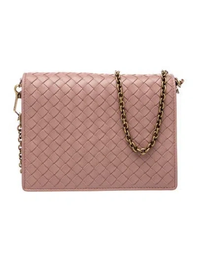 Pre-owned Bottega Veneta Intrecciato Wallet On A Chain W/ Tags In Pink