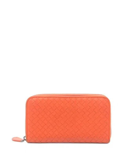 Pre-owned Bottega Veneta Intrecciato Wallet In Orange