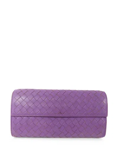 Pre-owned Bottega Veneta Intrecciato Wallet In Purple