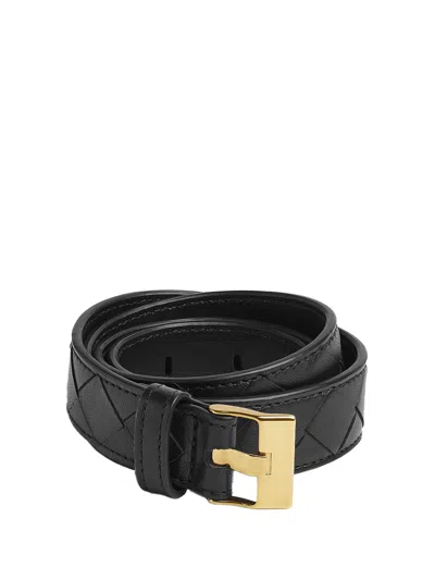 Bottega Veneta Cintura Intrecciato Leather Belt In Black
