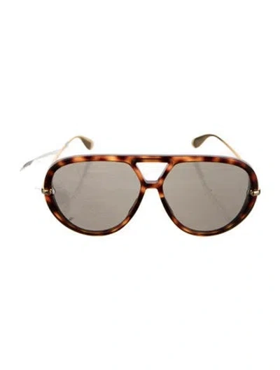 Pre-owned Bottega Veneta Intrecciato Weave Aviator Sunglasses W/ Tags In Brown/orange