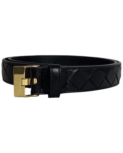 Bottega Veneta Intrecciato Weave Belt (authentic Pre-loved) In Black