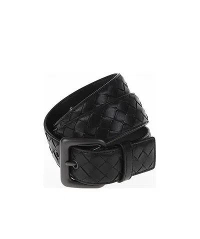 Bottega Veneta Intrecciato Weave Belt In Black