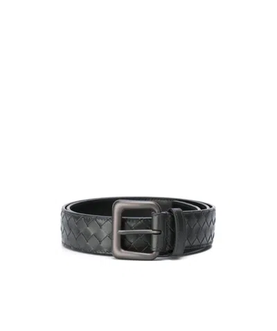 Bottega Veneta Intrecciato Weave Belt In Black