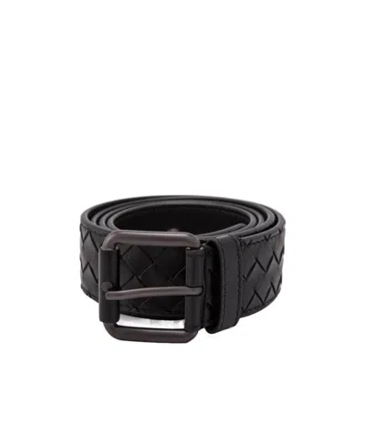 Bottega Veneta Intrecciato Weave Belt In Black