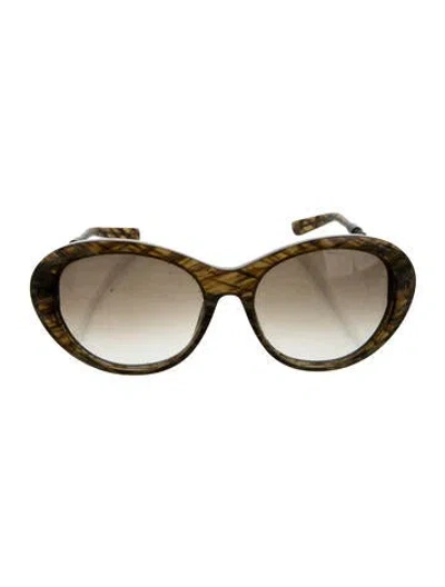 Pre-owned Bottega Veneta Intrecciato Weave Cat-eye Sunglasses In Green