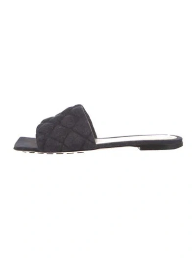 Pre-owned Bottega Veneta Intrecciato Weave Denim Slides In Blue