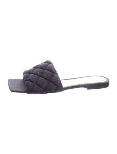 Pre-owned Bottega Veneta Intrecciato Weave Denim Slides In Blue