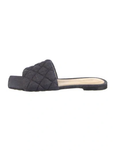 Pre-owned Bottega Veneta Intrecciato Weave Denim Slides In Blue