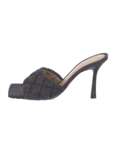 Pre-owned Bottega Veneta Intrecciato Weave Denim Slides In Blue