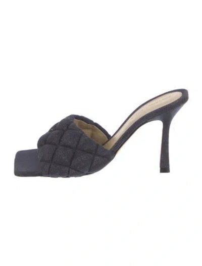 Pre-owned Bottega Veneta Intrecciato Weave Denim Slides In Blue