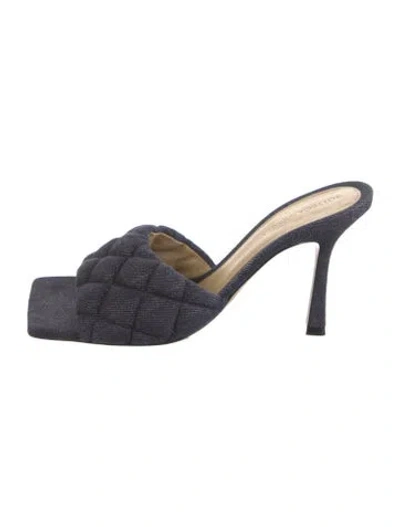 Pre-owned Bottega Veneta Intrecciato Weave Denim Slides In Blue