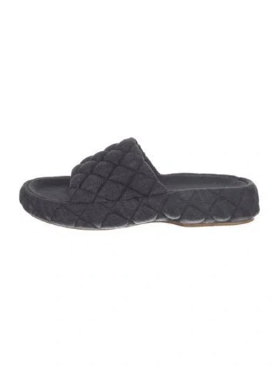 Pre-owned Bottega Veneta Intrecciato Weave Denim Slides In Blue