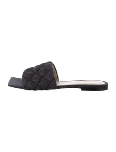Pre-owned Bottega Veneta Intrecciato Weave Denim Slides In Blue