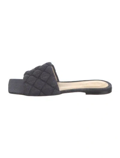 Pre-owned Bottega Veneta Intrecciato Weave Denim Slides In Blue
