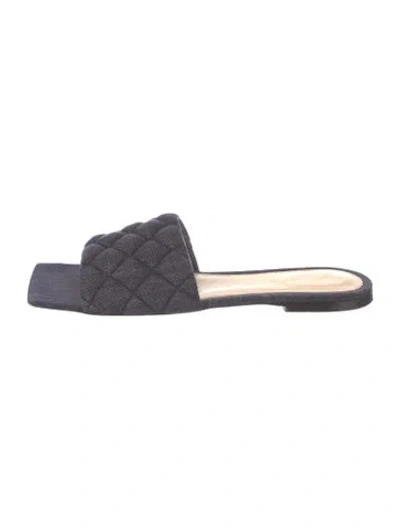 Pre-owned Bottega Veneta Intrecciato Weave Denim Slides In Blue