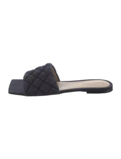 Pre-owned Bottega Veneta Intrecciato Weave Denim Slides In Blue