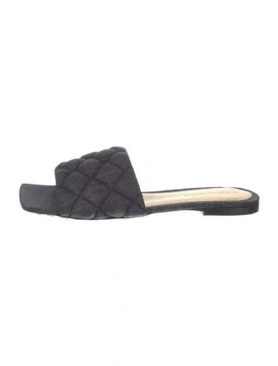 Pre-owned Bottega Veneta Intrecciato Weave Denim Slides W/ Tags In Blue