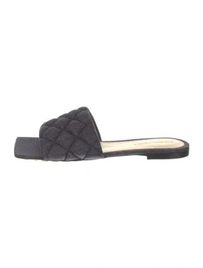 Pre-owned Bottega Veneta Intrecciato Weave Denim Slides W/ Tags In Blue