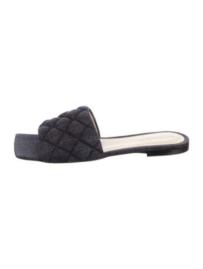 Pre-owned Bottega Veneta Intrecciato Weave Denim Slides W/ Tags In Blue
