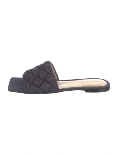Pre-owned Bottega Veneta Intrecciato Weave Denim Slides W/ Tags In Blue