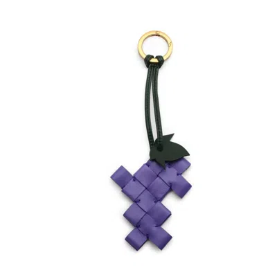Bottega Veneta Intrecciato Weave Grape Keyring In ["purple"]