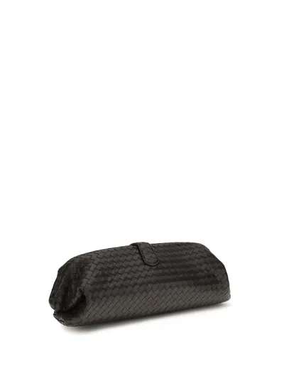 Bottega Veneta Intrecciato Weave Lamb Leather Clutch In Brown