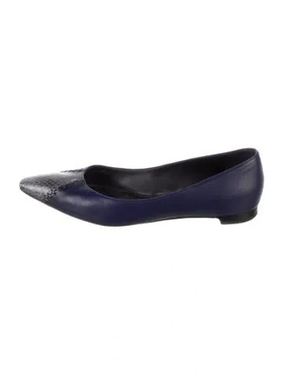Pre-owned Bottega Veneta Intrecciato Weave Leather Ballet Flats In Blue
