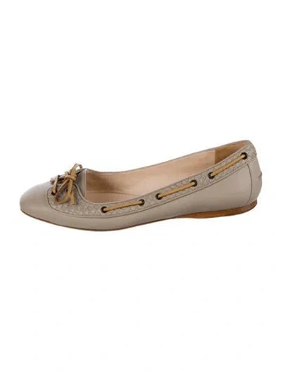 Pre-owned Bottega Veneta Intrecciato Weave Leather Ballet Flats In Neutral