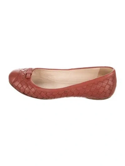Pre-owned Bottega Veneta Intrecciato Weave Leather Ballet Flats In Pink
