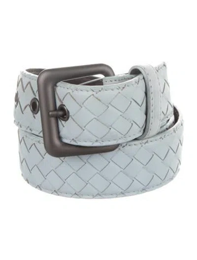 Pre-owned Bottega Veneta Intrecciato Weave Leather Belt In Blue