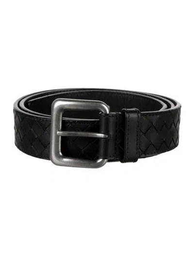 Pre-owned Bottega Veneta Intrecciato Weave Leather Belt In Brown
