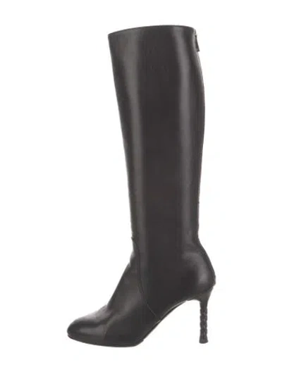 Pre-owned Bottega Veneta Intrecciato Weave Leather Boots In Black