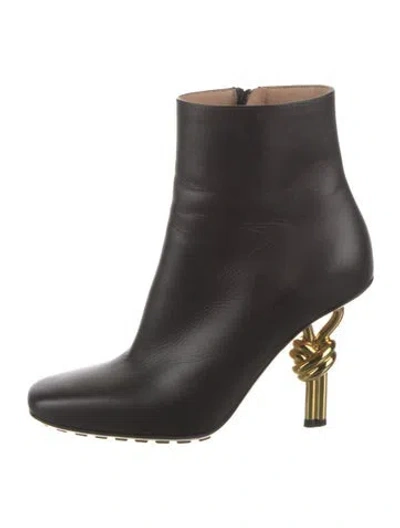 Pre-owned Bottega Veneta Intrecciato Weave Leather Boots In Black