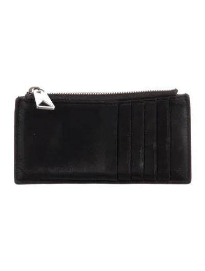 Pre-owned Bottega Veneta Intrecciato Weave Leather Card Holder In Black