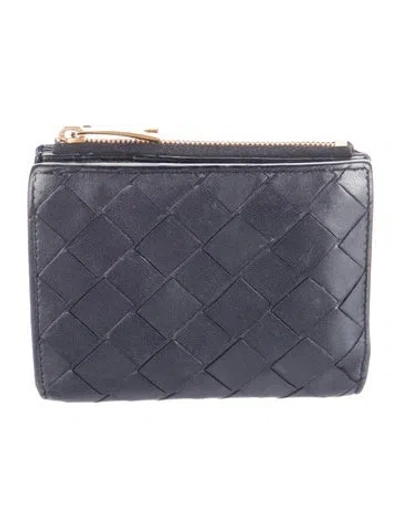 Pre-owned Bottega Veneta Intrecciato Weave Leather Card Holder In Black