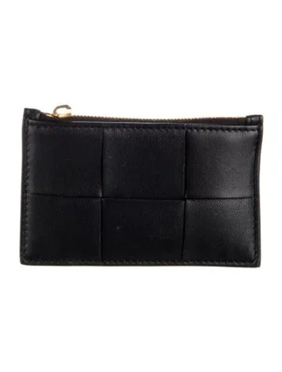 Pre-owned Bottega Veneta Intrecciato Weave Leather Card Holder In Black