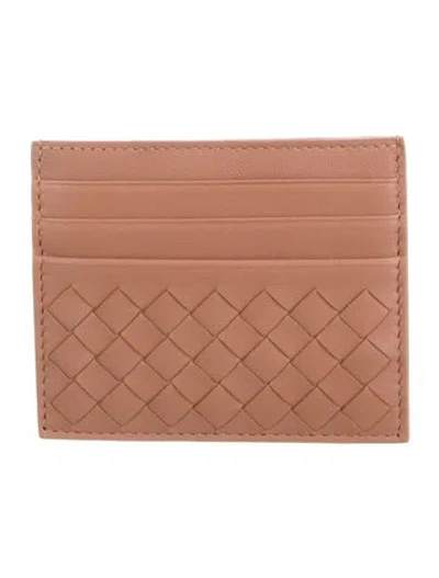 Pre-owned Bottega Veneta Intrecciato Weave Leather Card Holder In Brown