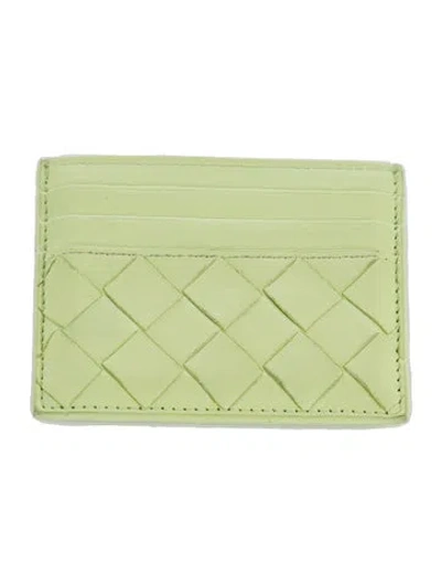 Pre-owned Bottega Veneta Intrecciato Weave Leather Card Holder In Green