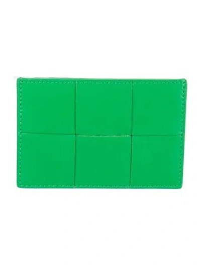 Pre-owned Bottega Veneta Intrecciato Weave Leather Card Holder In Green