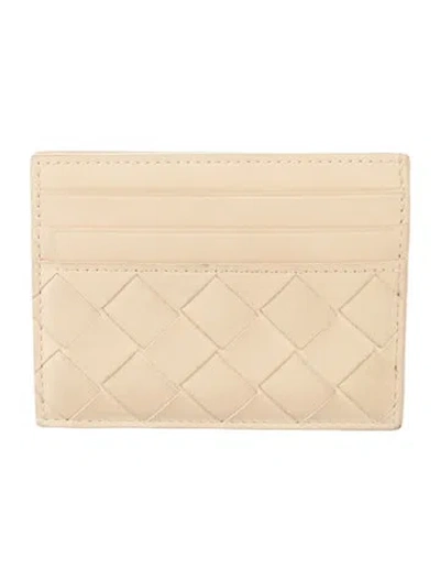 Pre-owned Bottega Veneta Intrecciato Weave Leather Card Holder In Neutral