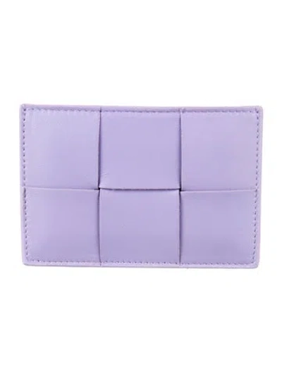 Pre-owned Bottega Veneta Intrecciato Weave Leather Card Holder In Purple